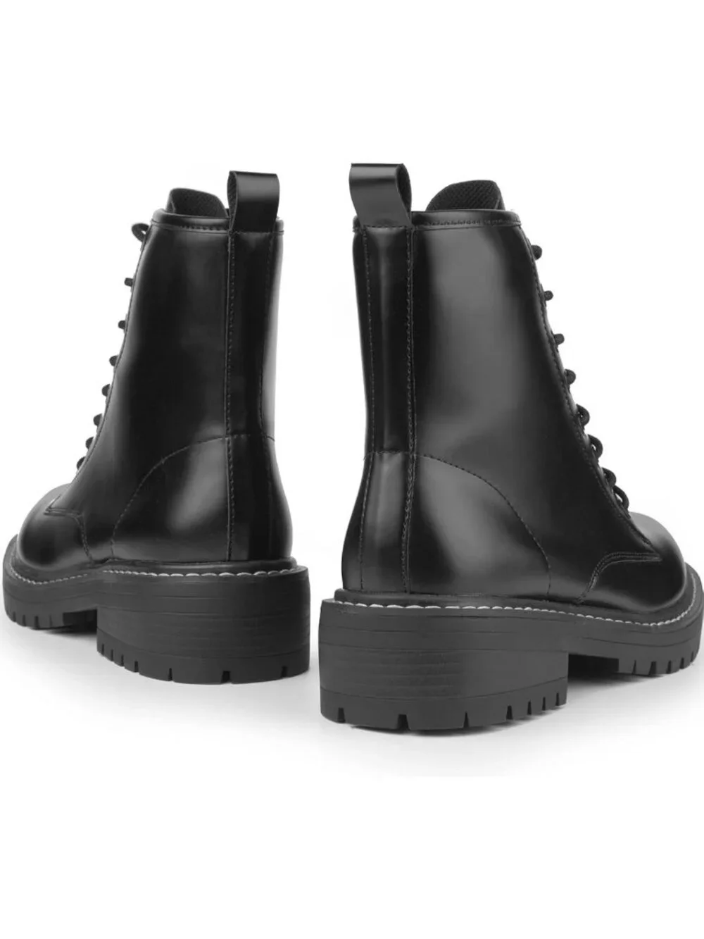 Chic Women's Ankle Booties - Casual 8-Eye Lace-Up Combat Boots with Side Zipper